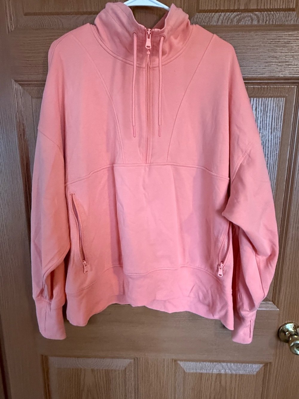 Old Navy Dusty Coral Half-Zip Hoodie with Zipper Pockets